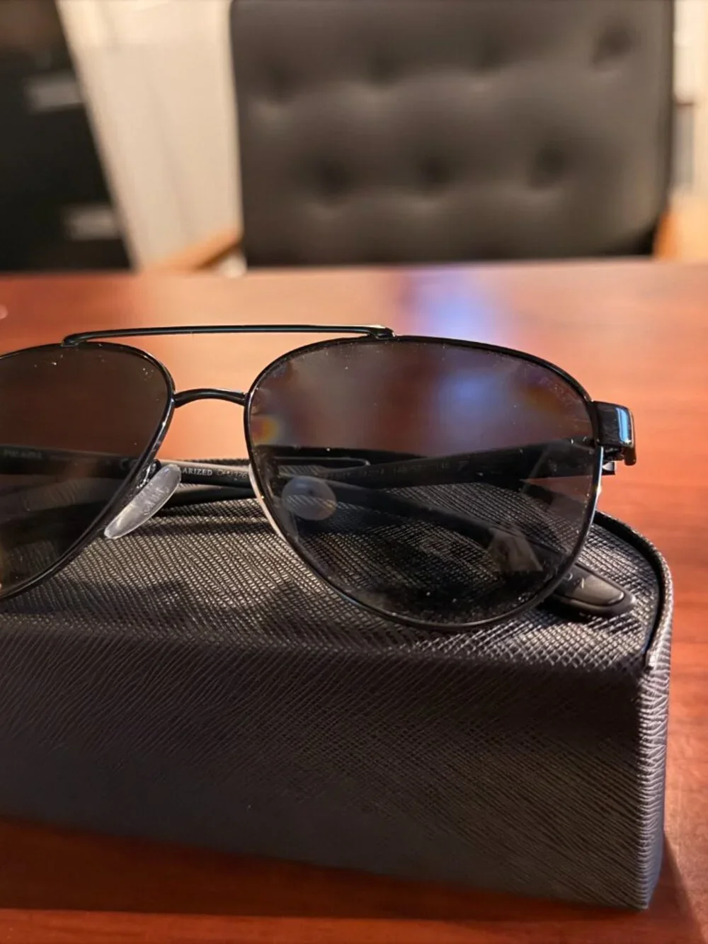 Prada Linea Rossa PS A52S Polarized Pilot Sunglasses Black/Grey Men's